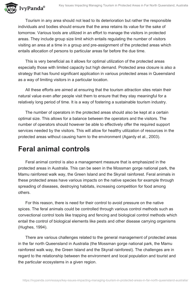 Key Issues Impacting Managing Tourism in Protected Areas in Far North Queensland, Australia. Page 5