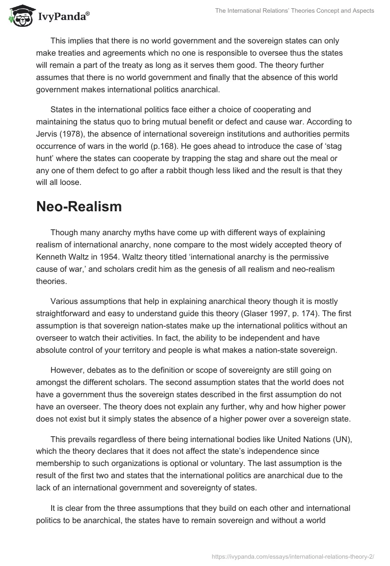 The International Relations’ Theories Concept and Aspects. Page 2