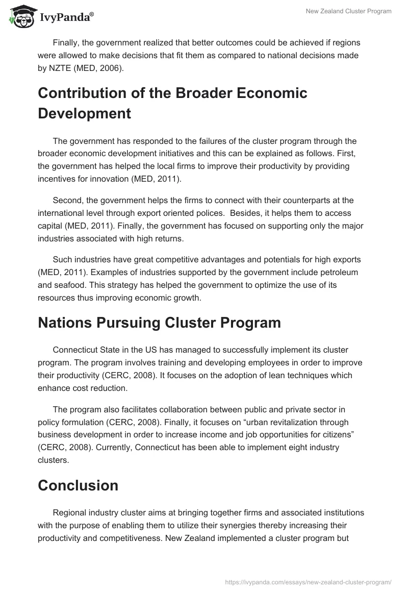 New Zealand Cluster Program. Page 2