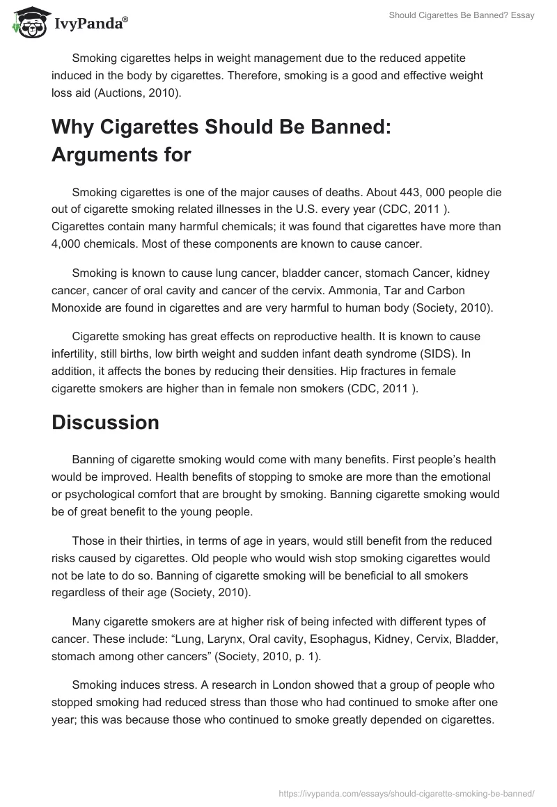 Should Cigarettes Be Banned? Essay. Page 2