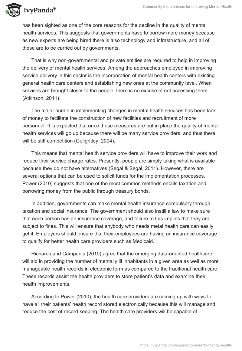 Community Interventions for Improving Mental Health. Page 2