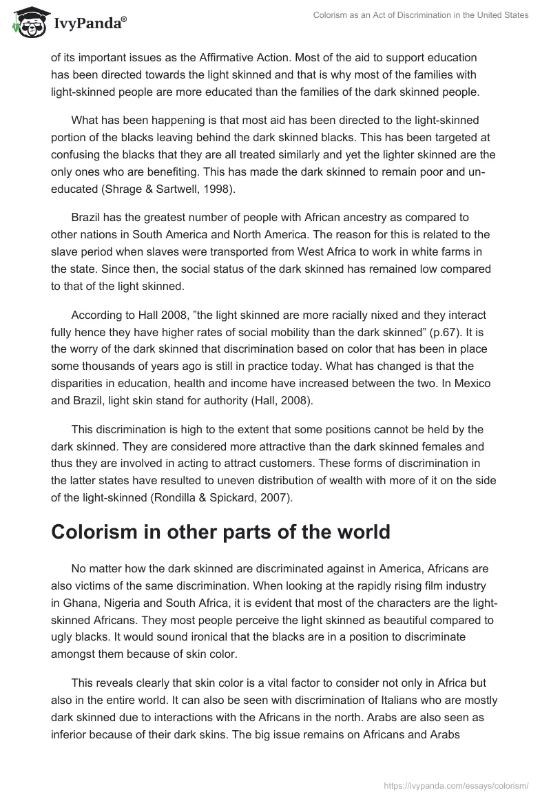 Colorism as an Act of Discrimination in the United States. Page 5