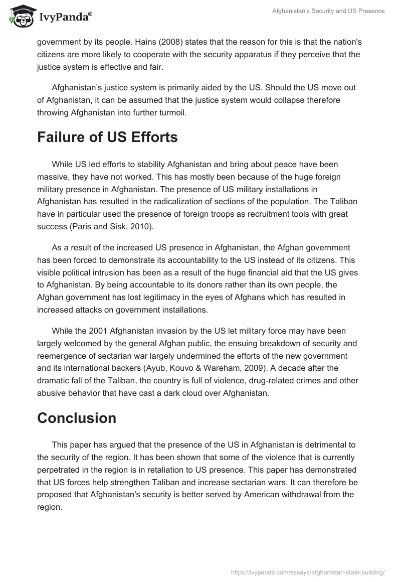 Afghanistan's Security and US Presence. Page 2