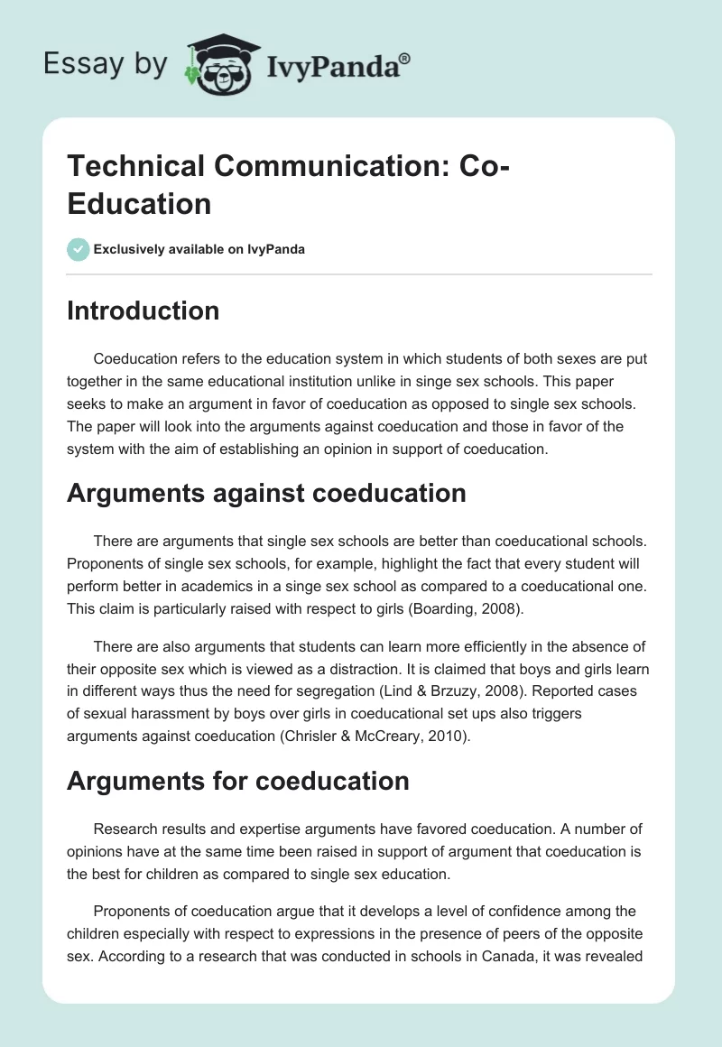 Technical Communication: Co-Education. Page 1