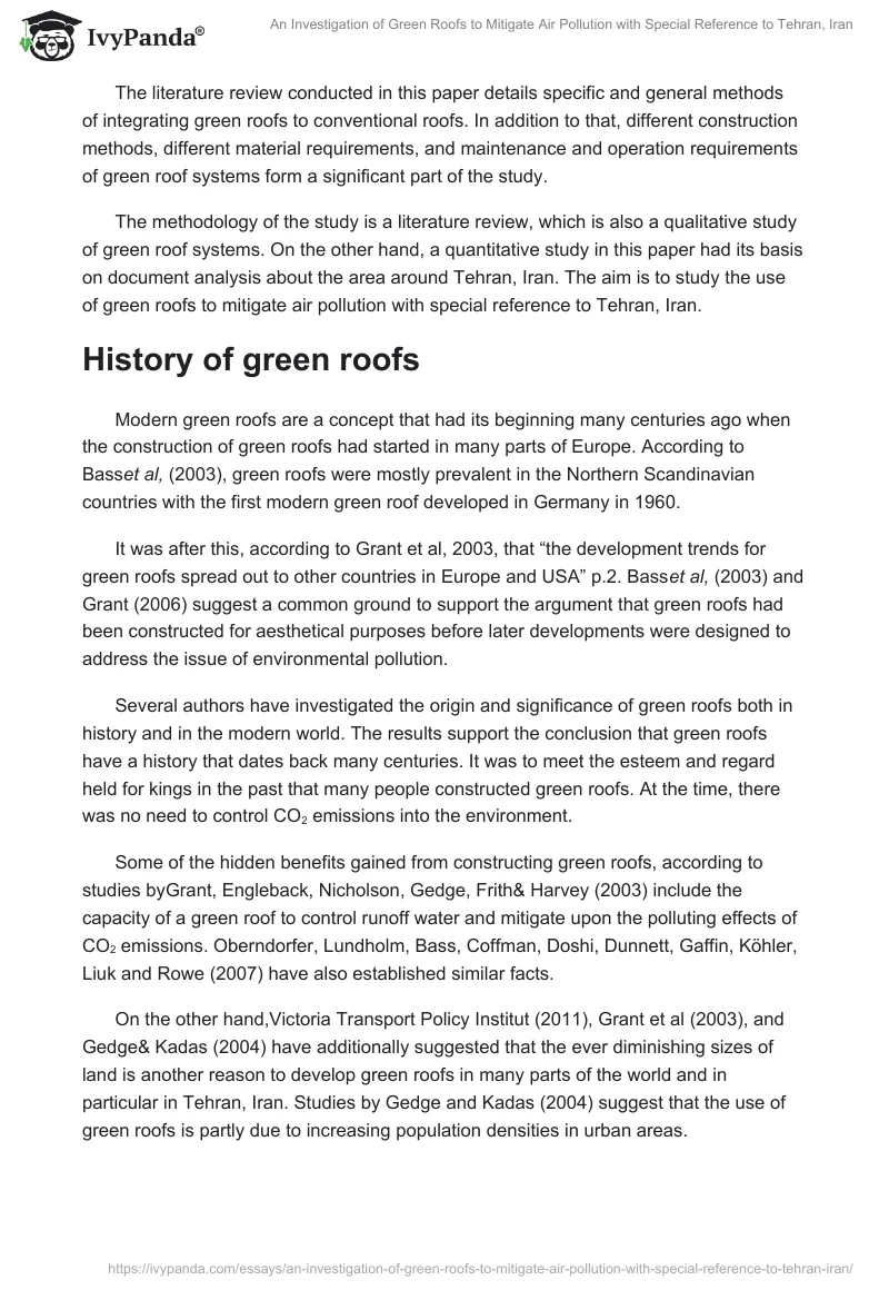 An Investigation of Green Roofs to Mitigate Air Pollution With Special Reference to Tehran, Iran. Page 4