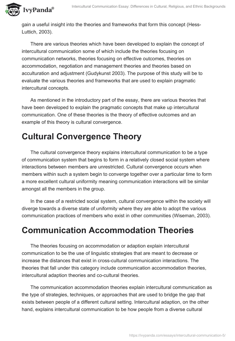 Intercultural Communication Essay: Differences in Cultural, Religious, and Ethnic Backgrounds. Page 2