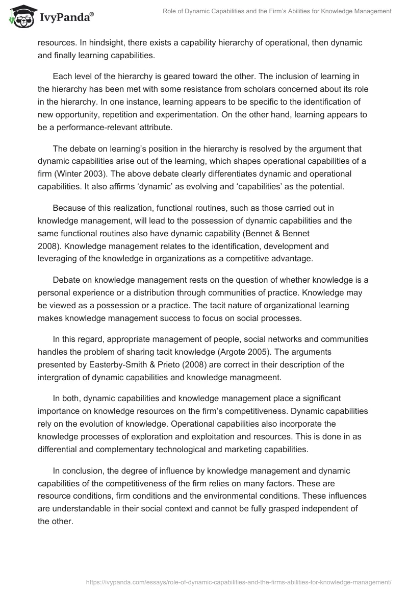 Role of Dynamic Capabilities and the Firm’s Abilities for Knowledge Management. Page 2