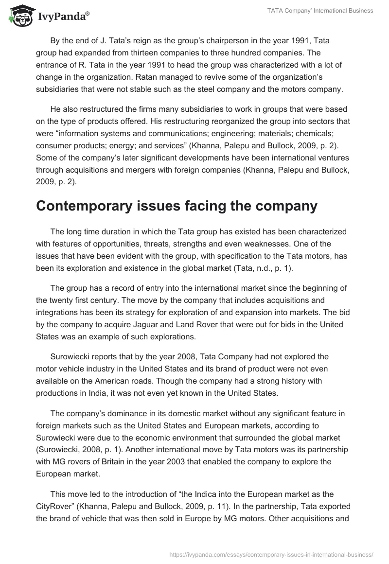 TATA Company’ International Business. Page 2