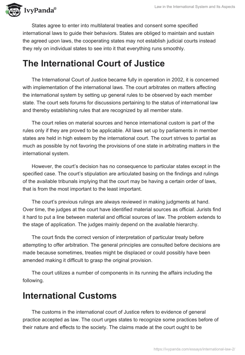 Law in the International System and Its Aspects. Page 2