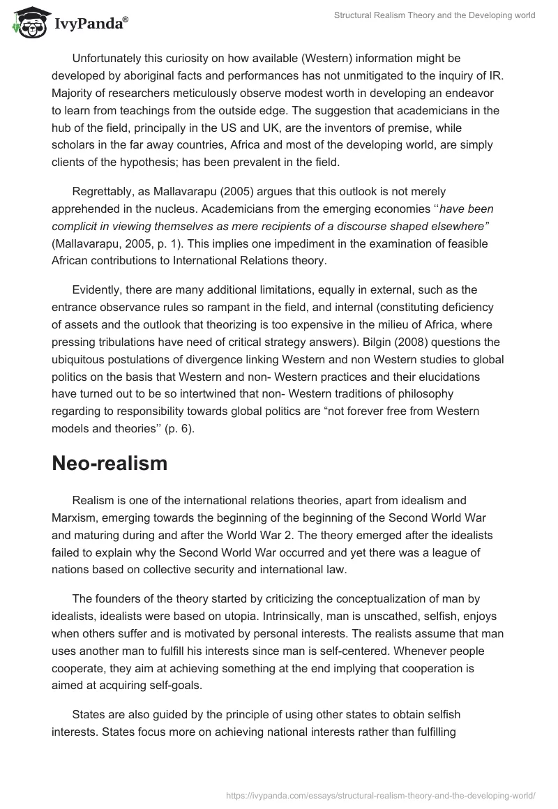 Structural Realism Theory and the Developing world. Page 2
