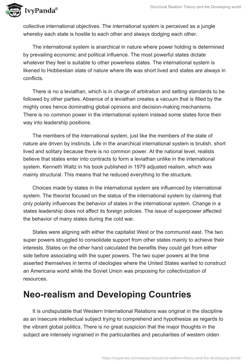 Structural Realism Theory and the Developing world. Page 3