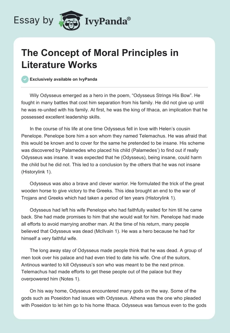 The Concept of Moral Principles in Literature Works. Page 1