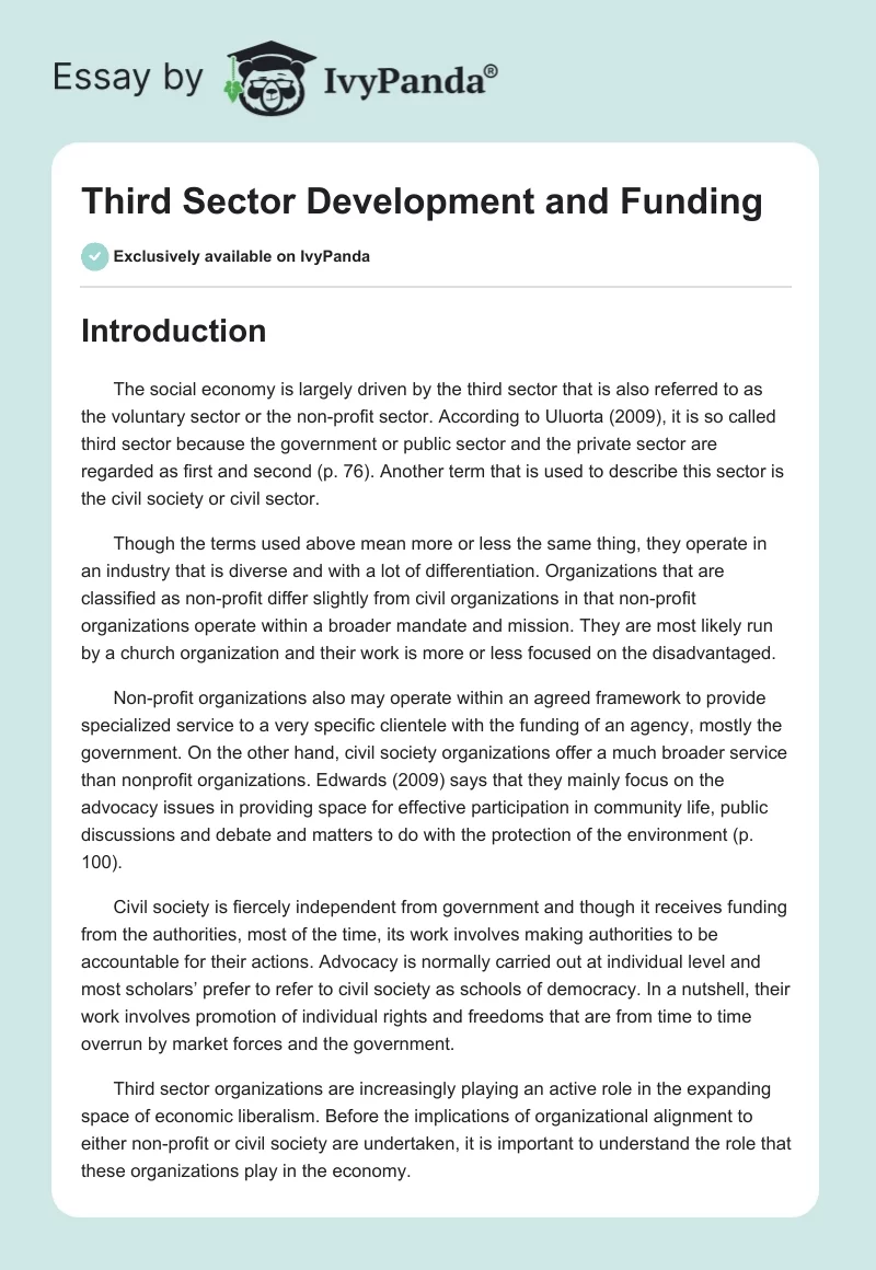 Third Sector Development and Funding. Page 1
