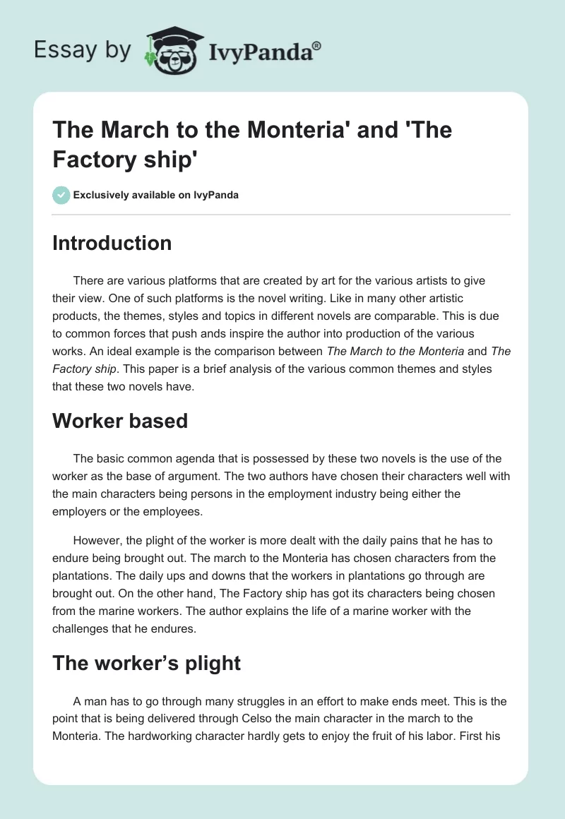 The March to the Monteria' and 'The Factory ship'. Page 1