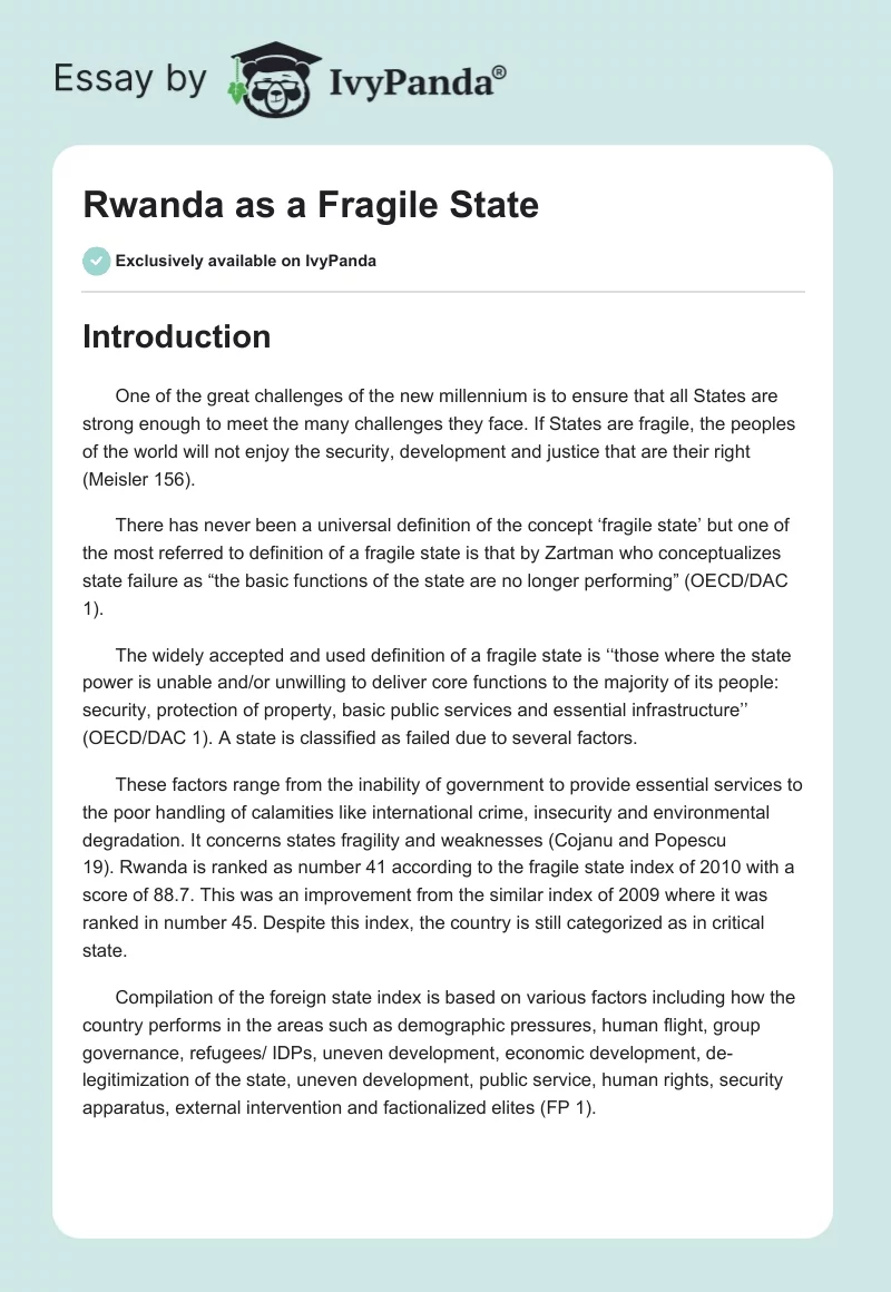 Rwanda as a Fragile State. Page 1