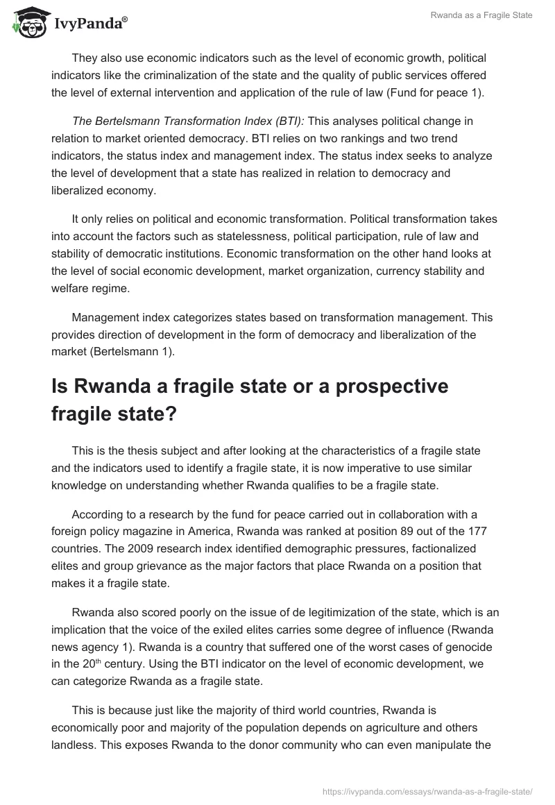 Rwanda as a Fragile State. Page 4