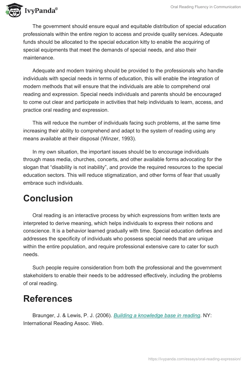 Oral Reading Fluency in Communication. Page 3