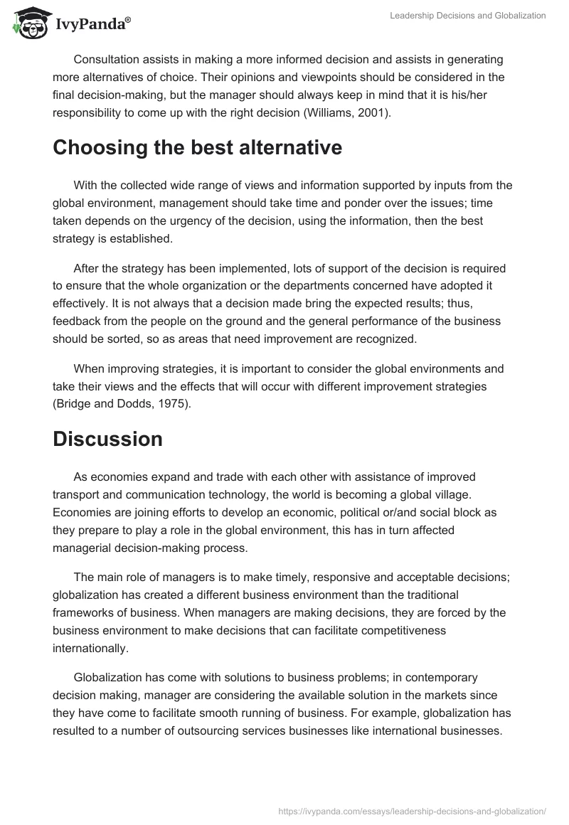 Leadership Decisions and Globalization. Page 3
