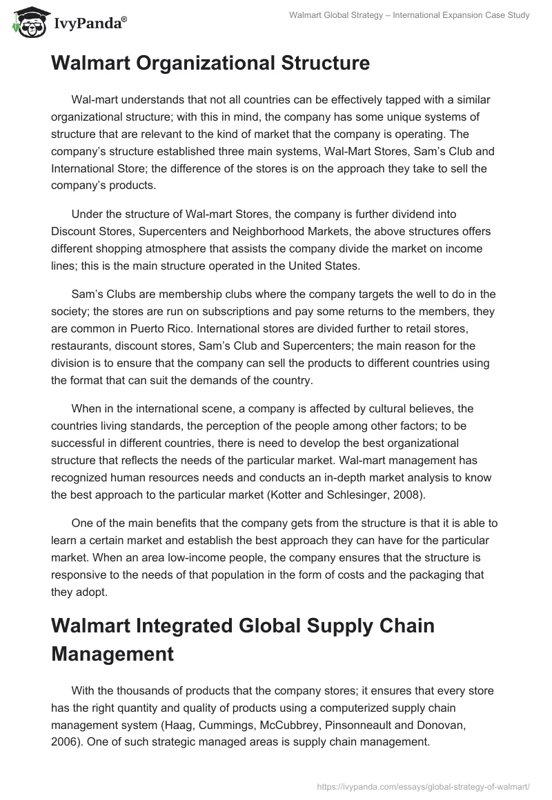 Walmart Global Strategy – International Expansion Case Study. Page 2