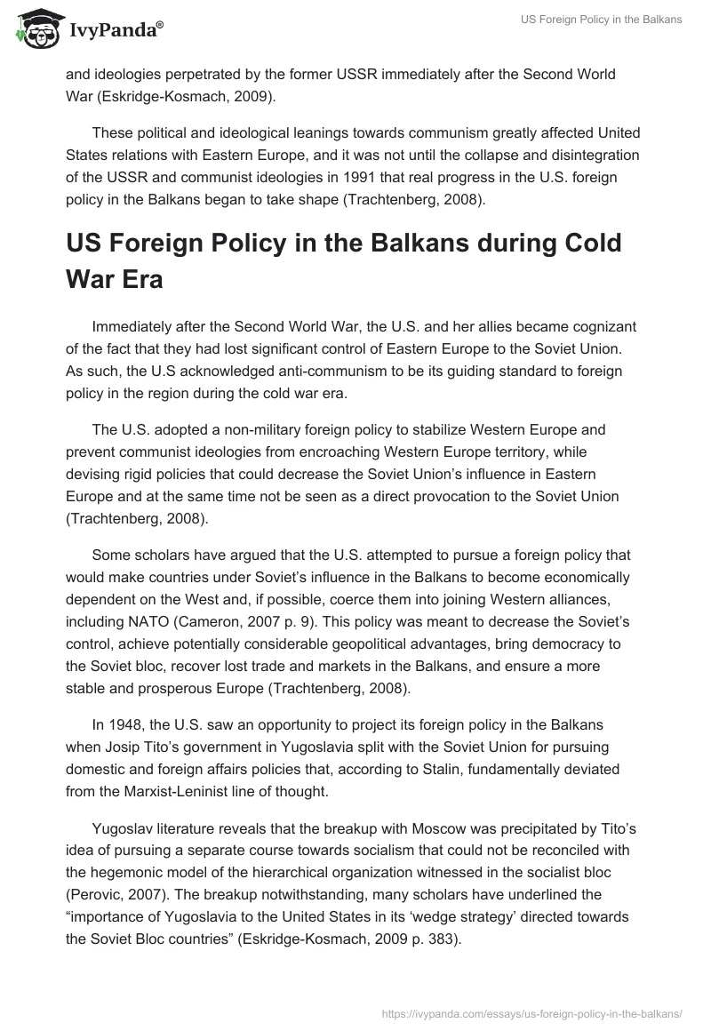 US Foreign Policy in the Balkans. Page 2