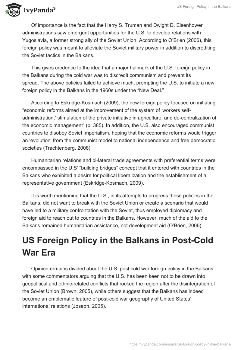 US Foreign Policy in the Balkans. Page 3