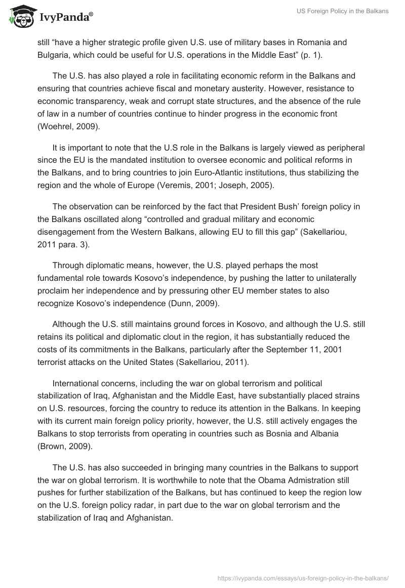 US Foreign Policy in the Balkans. Page 5
