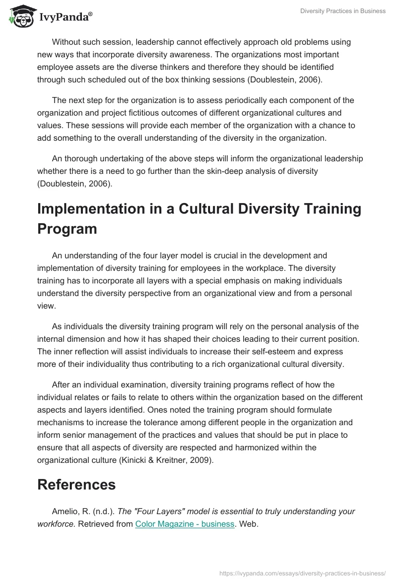 Diversity Practices in Business. Page 4