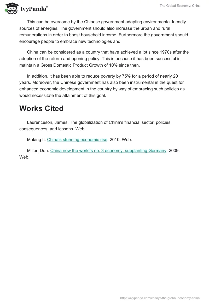 The Global Economy: China. Page 3