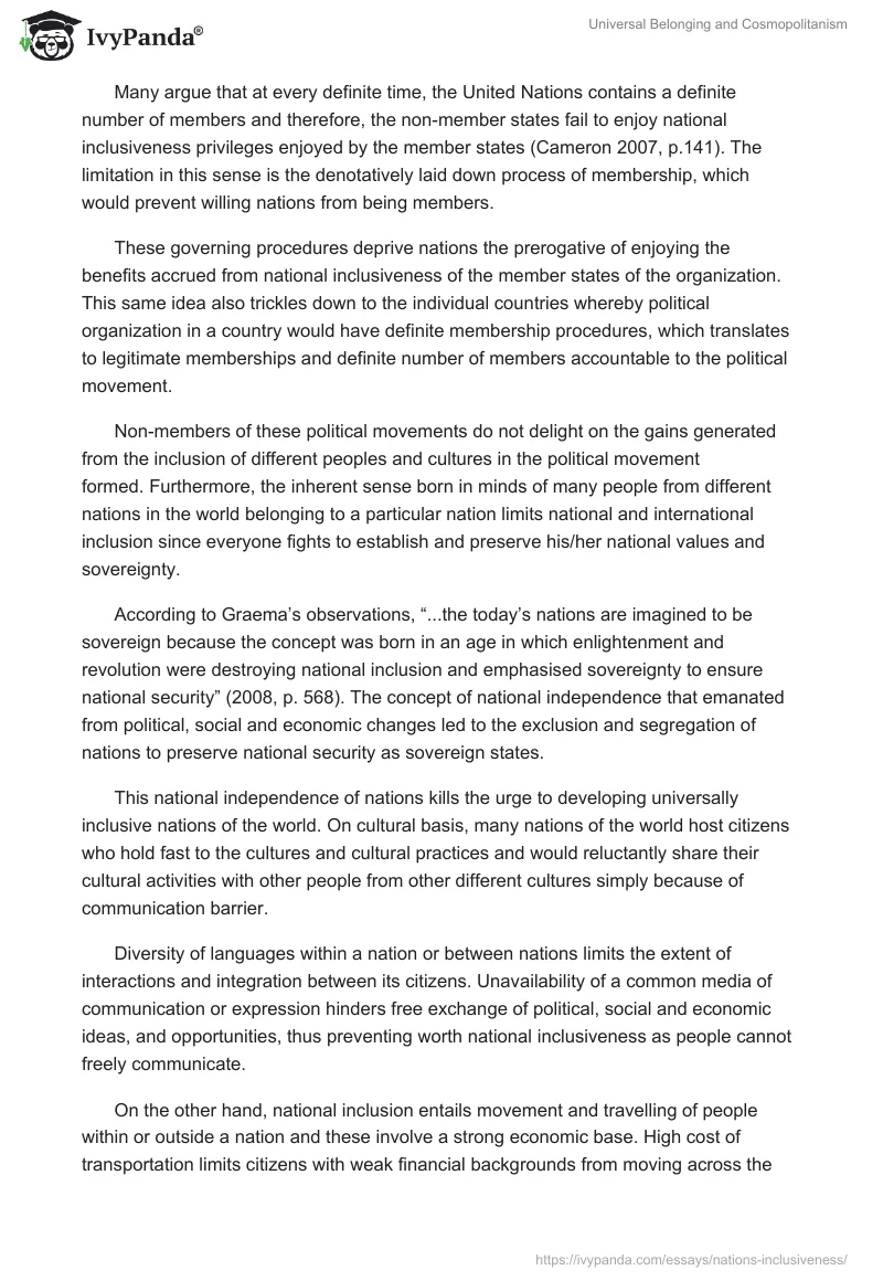 Universal Belonging and Cosmopolitanism. Page 2