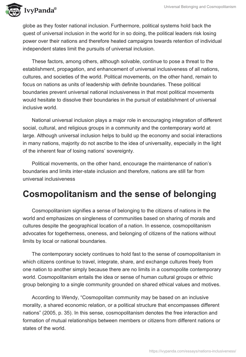 Universal Belonging and Cosmopolitanism. Page 3