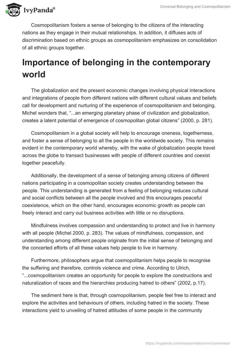 Universal Belonging and Cosmopolitanism. Page 4