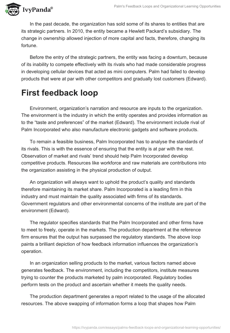 Palm's Feedback Loops and Organizational Learning Opportunities. Page 2