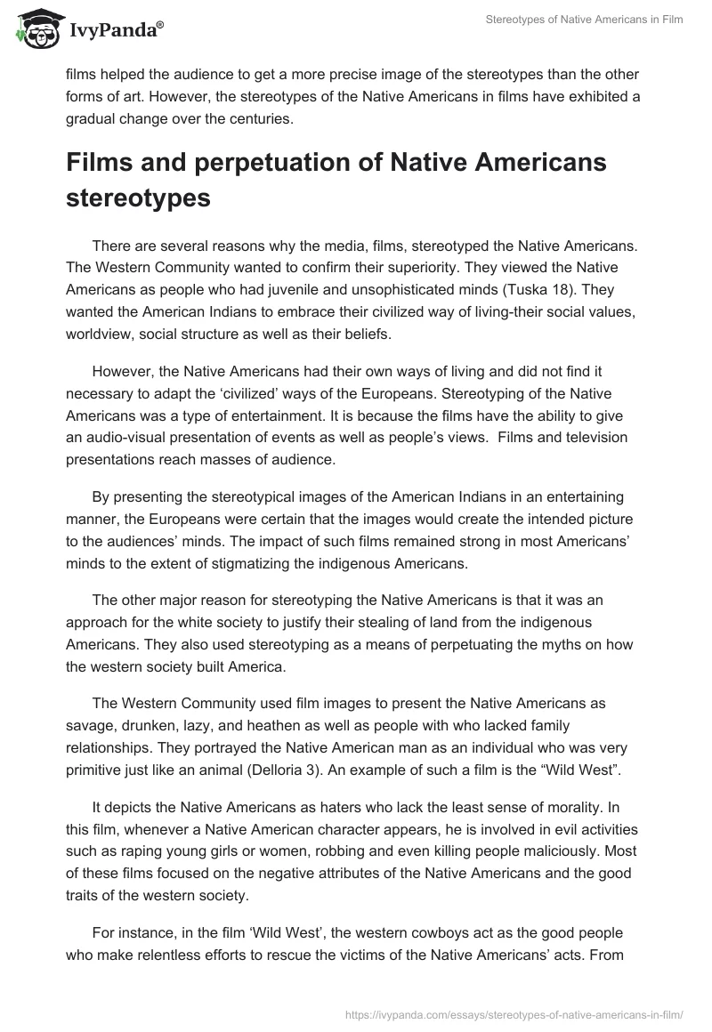 Stereotypes of Native Americans in Film. Page 2
