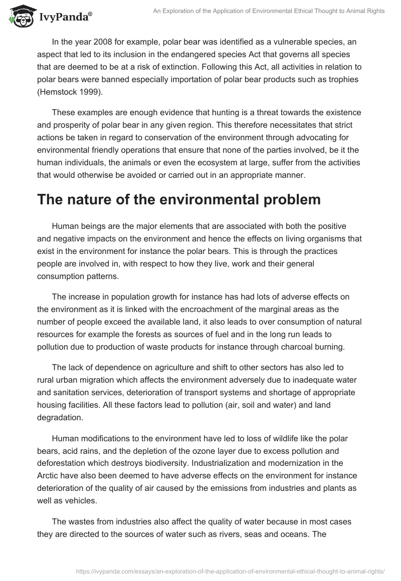 An Exploration of the Application of Environmental Ethical Thought to Animal Rights. Page 4