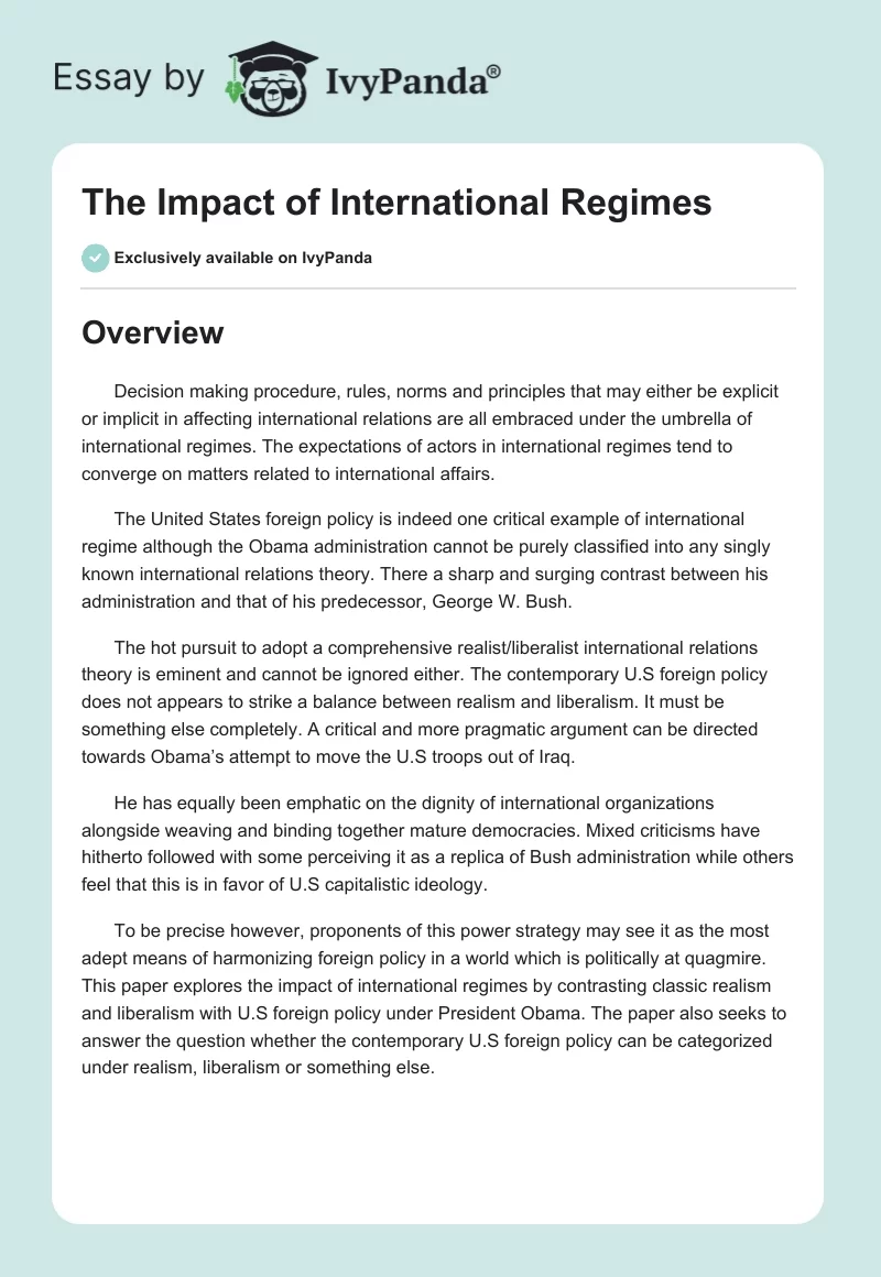 The Impact of International Regimes. Page 1
