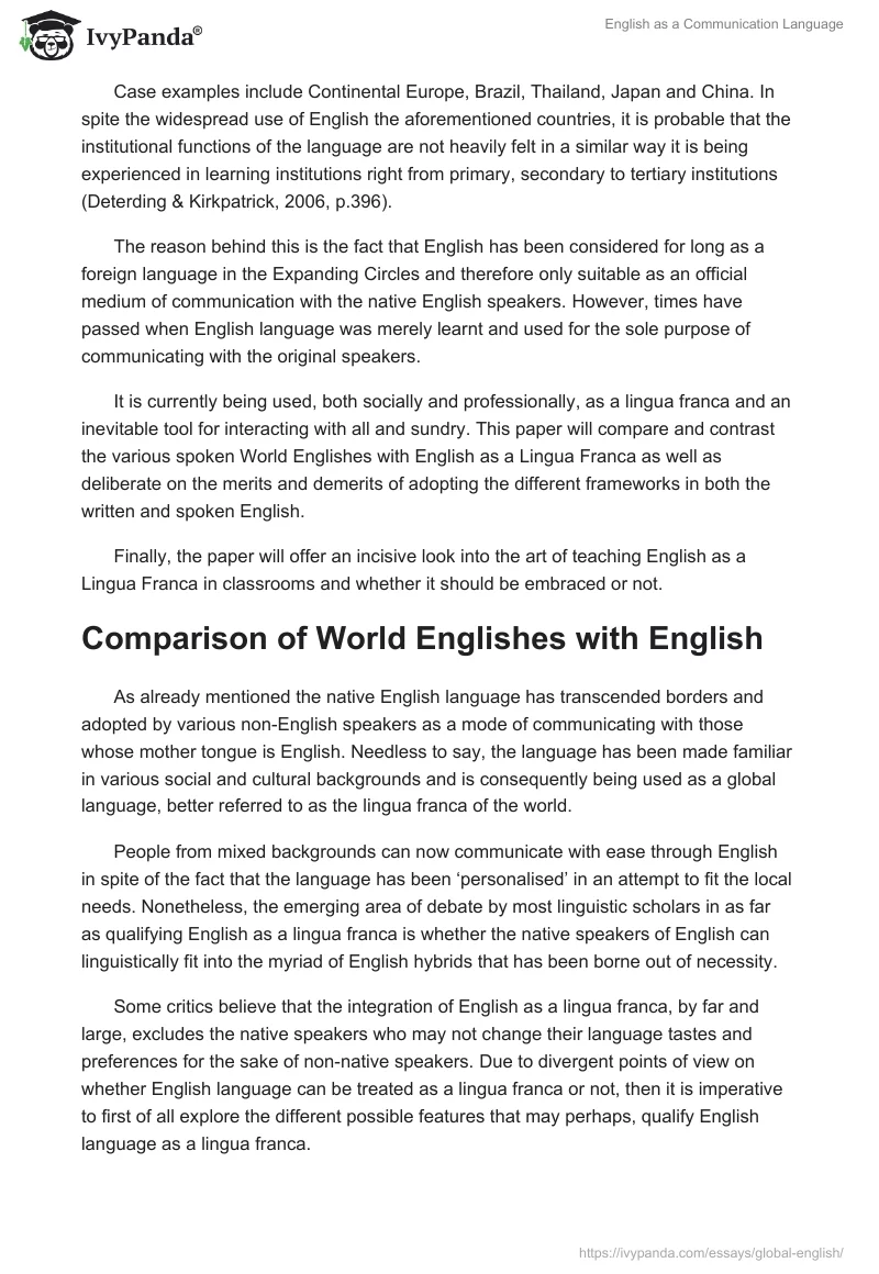 English as a Communication Language. Page 2