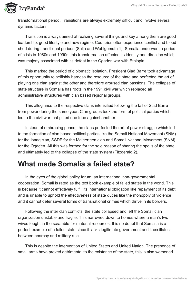 Why did Somalia Become a Failed State?. Page 2