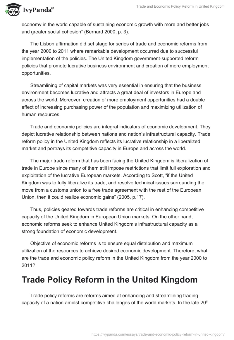 Trade and Economic Policy Reform in United Kingdom. Page 2