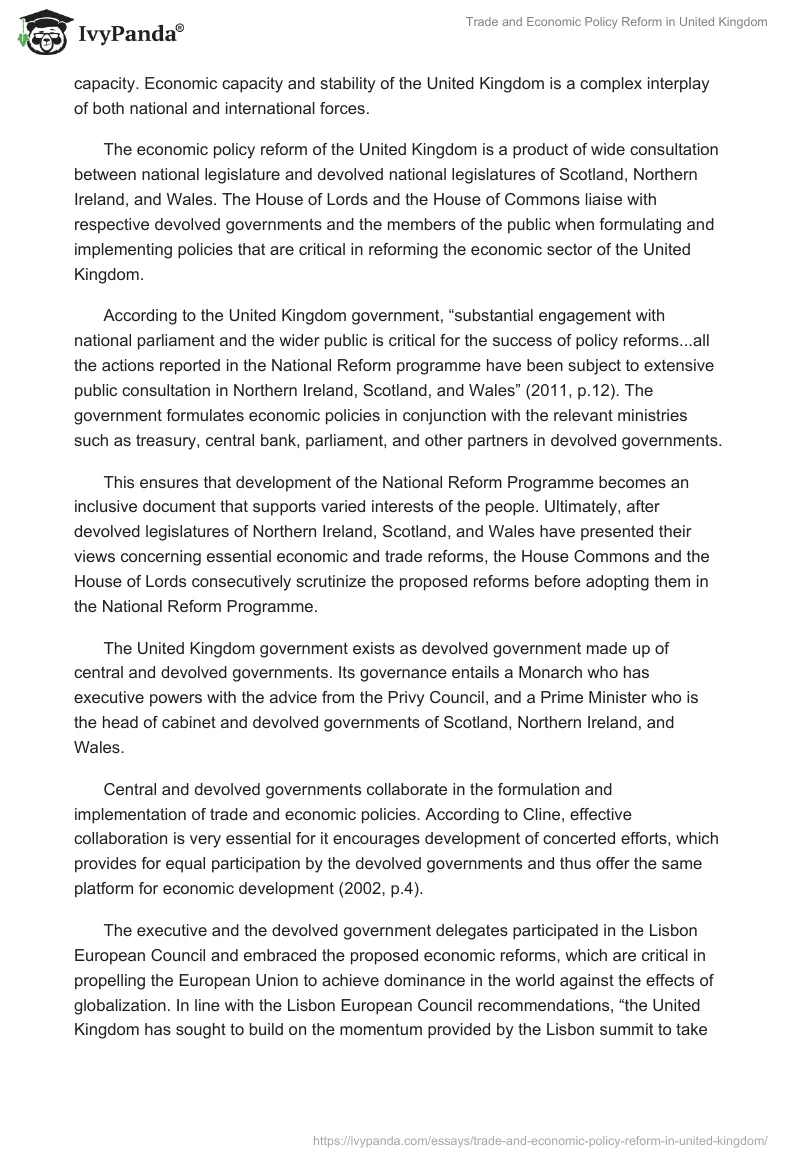 Trade and Economic Policy Reform in United Kingdom. Page 4