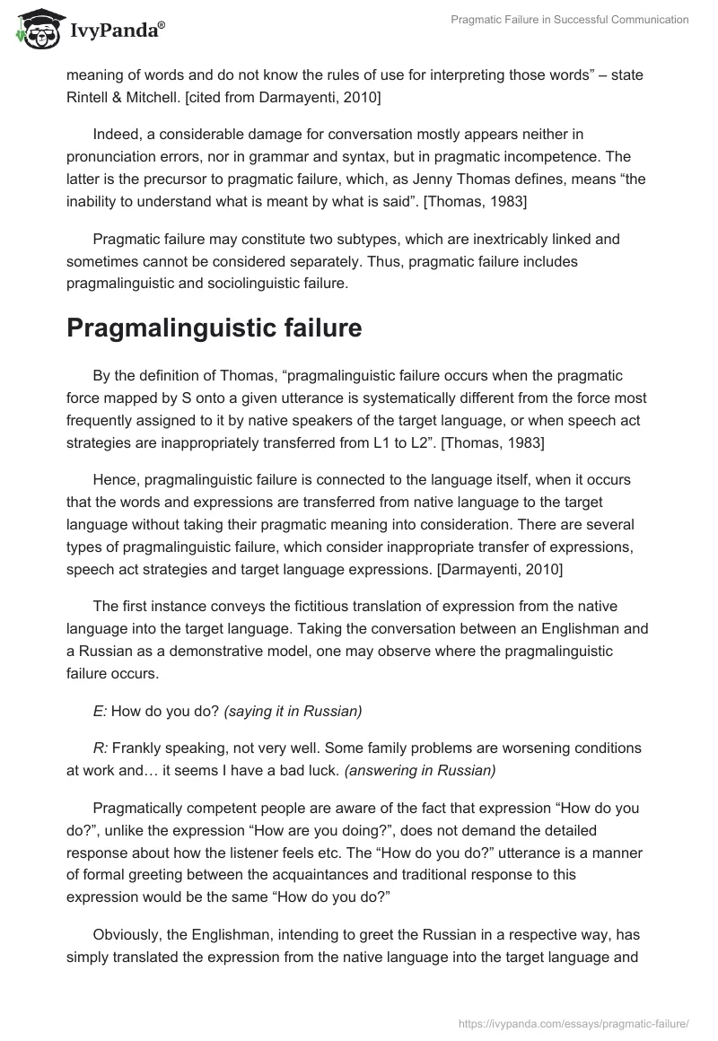 Pragmatic Failure in Successful Communication. Page 2