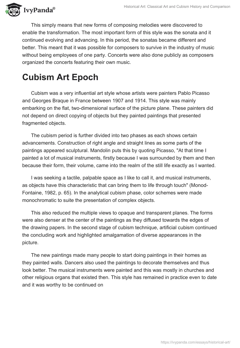 Historical Art: Classical Art and Cubism History and Comparison. Page 2