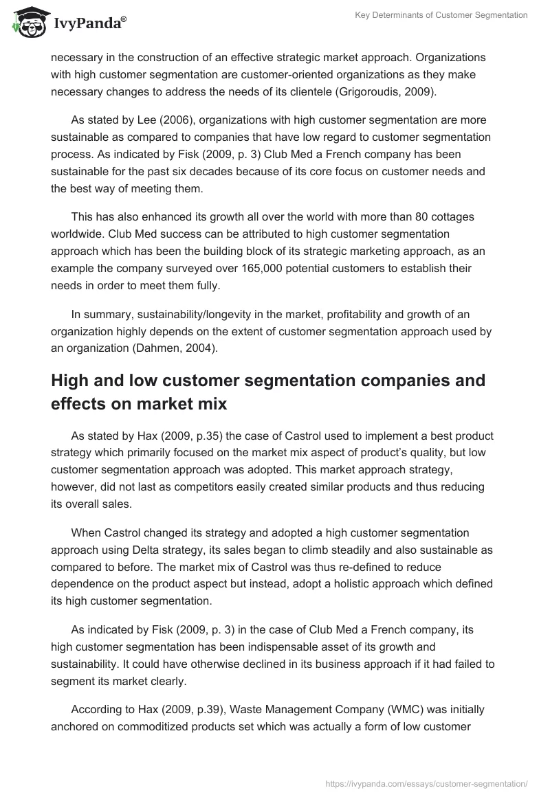 Key Determinants of Customer Segmentation. Page 3