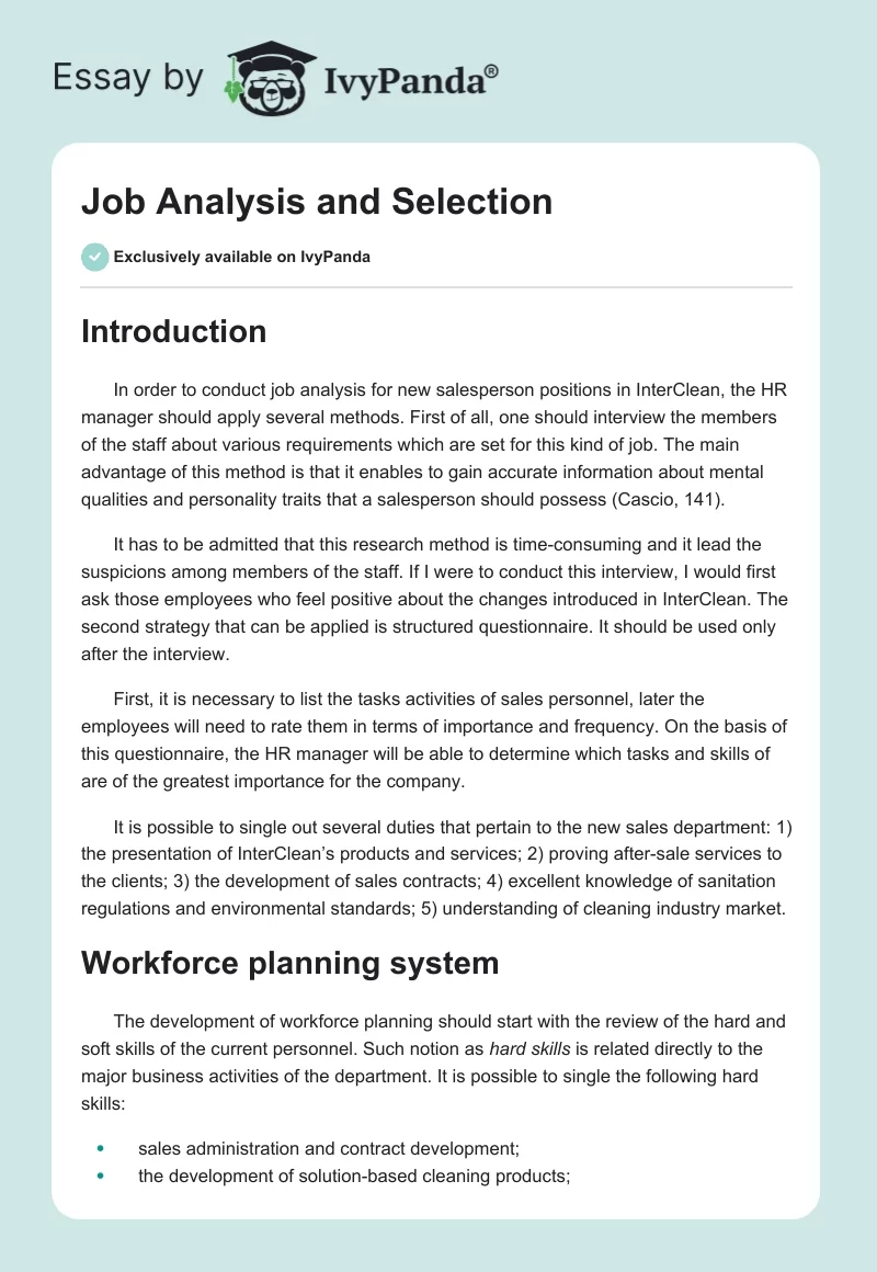 Job Analysis and Selection. Page 1