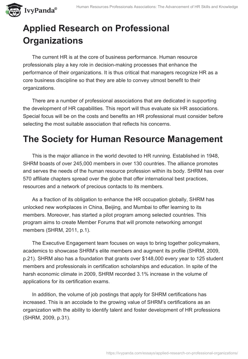 Human Resources Professionals Associations: The Advancement of HR Skills and Knowledge. Page 2