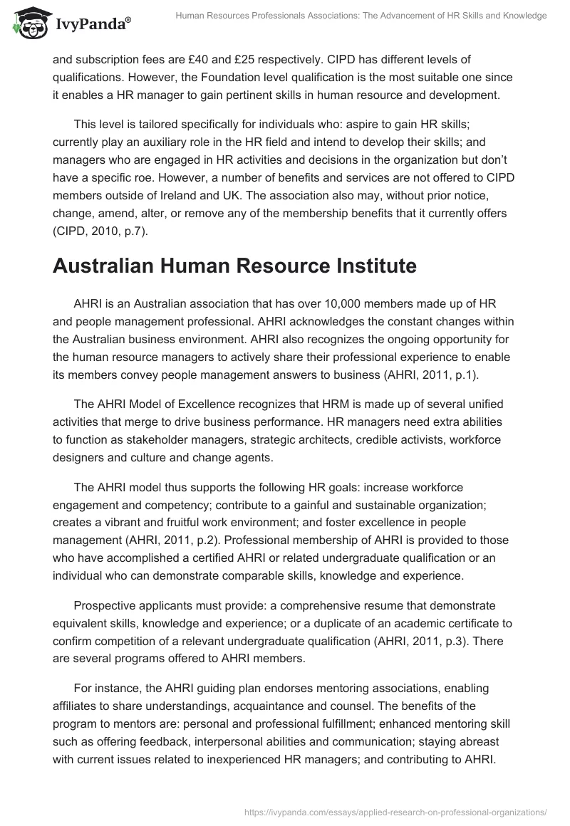 Human Resources Professionals Associations: The Advancement of HR Skills and Knowledge. Page 4