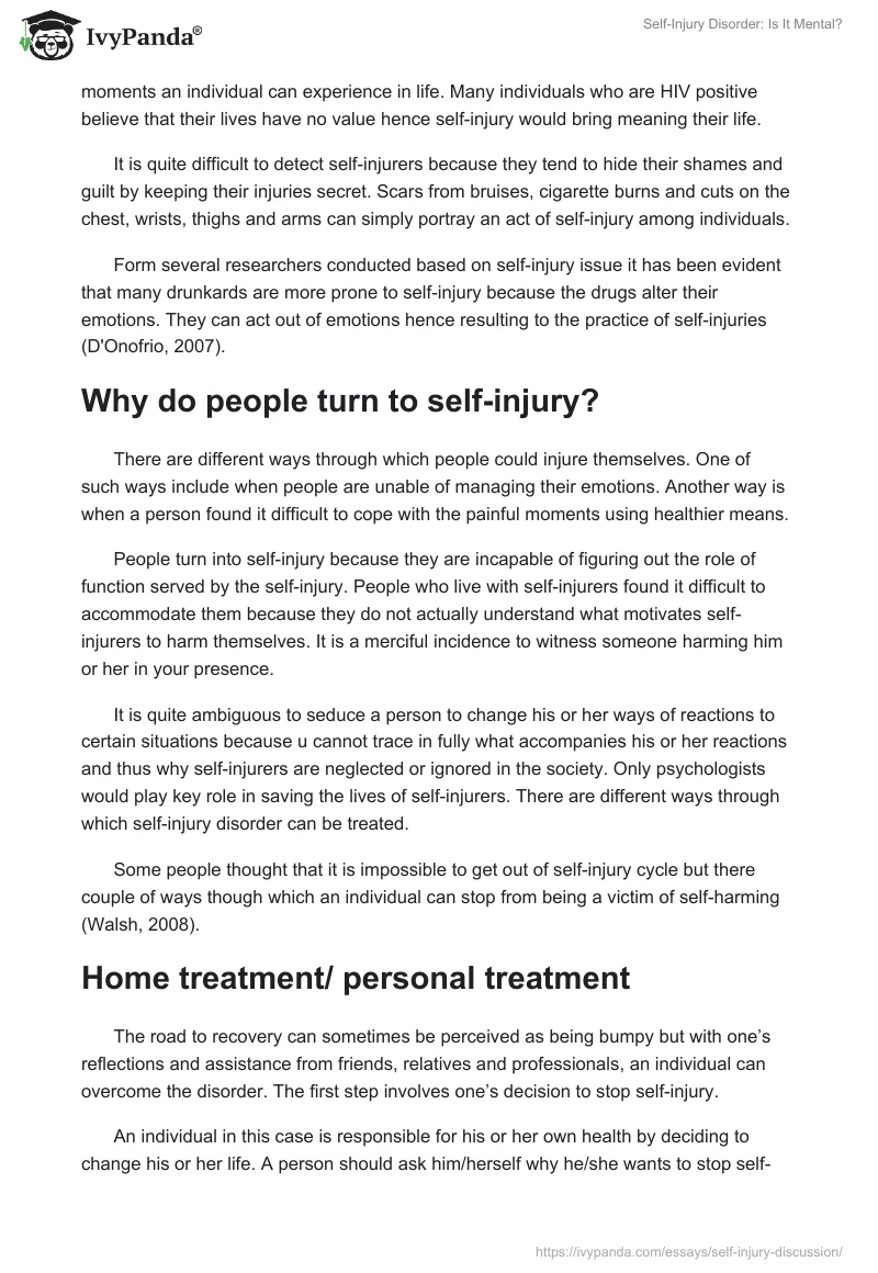 Self-Injury Disorder: Is It Mental?. Page 4