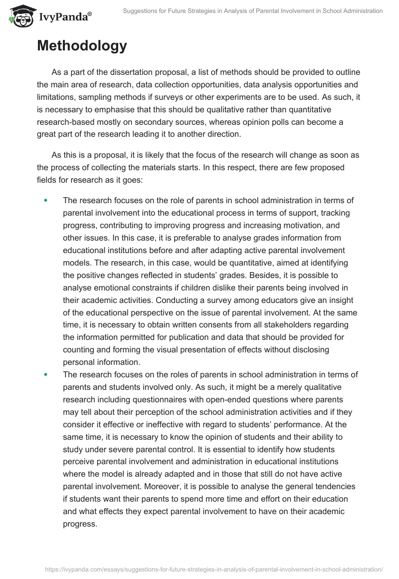 Suggestions for Future Strategies in Analysis of Parental Involvement in School Administration. Page 5