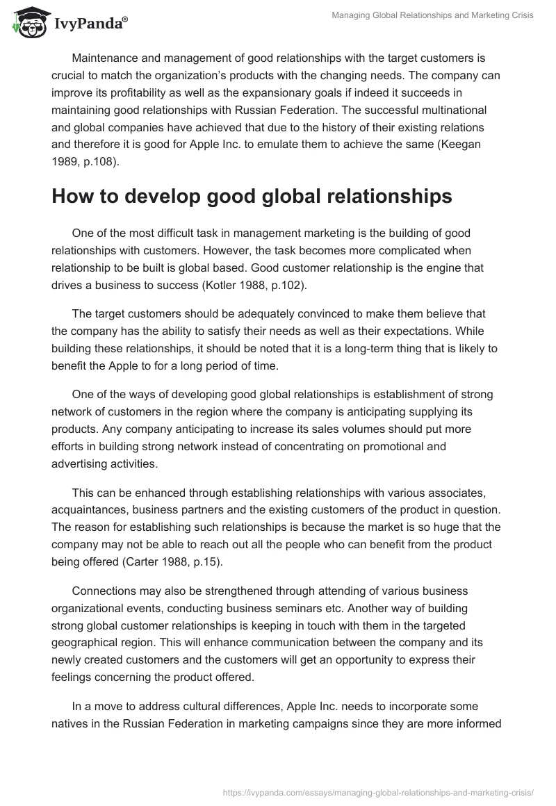 Managing Global Relationships and Marketing Crisis. Page 5