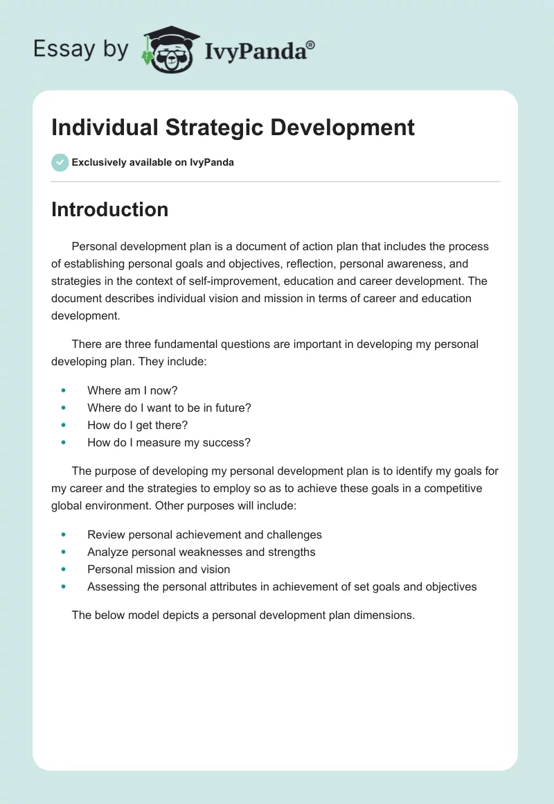 Individual Strategic Development. Page 1
