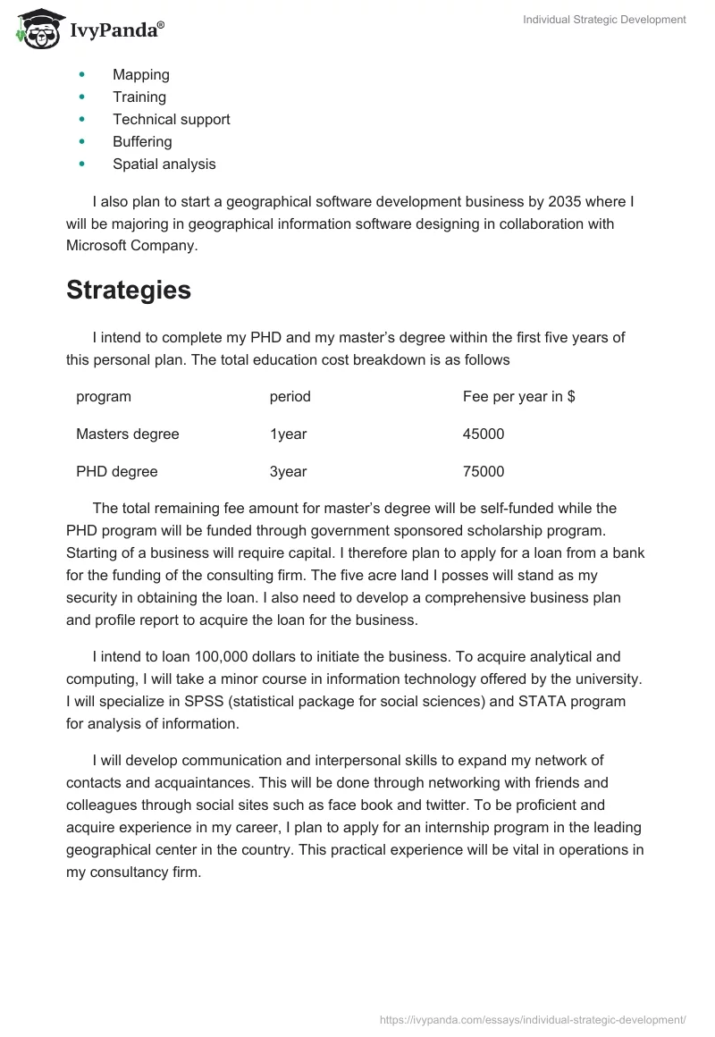 Individual Strategic Development. Page 5